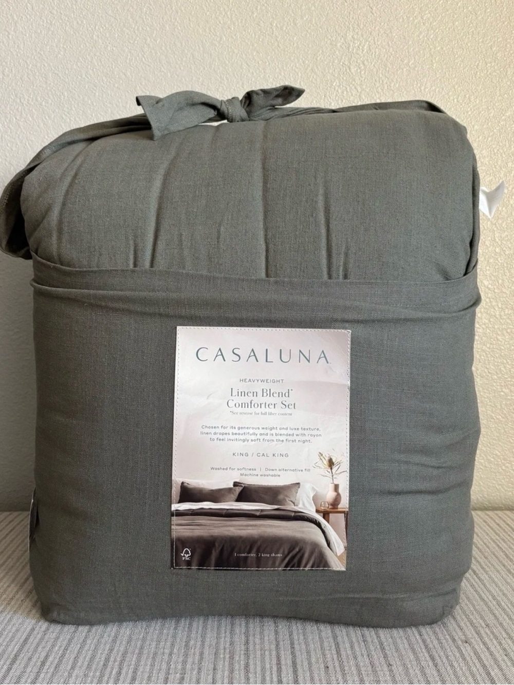 Casaluna Linen Blend Comforter Gray Comforter NWT